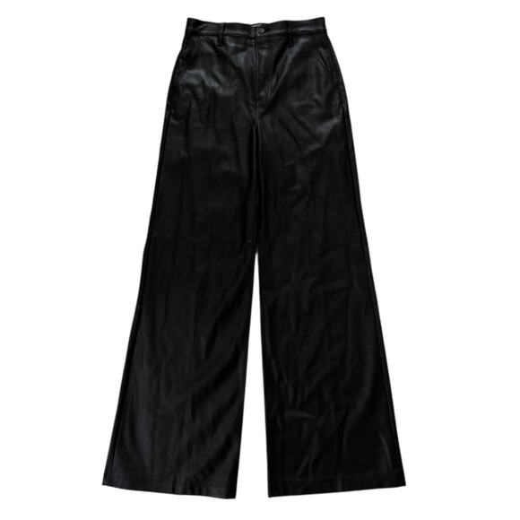 Pistola Lana Trouser Tailored Ultra Wide Leg Pant Women's 27 Black Faux Leather - Picture 2 of 7